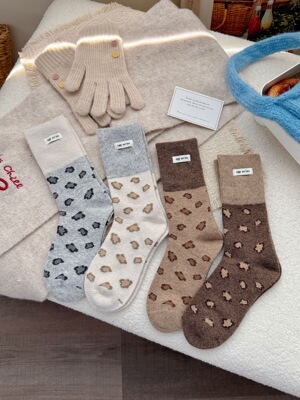 egg家布标韩版中筒袜堆堆袜