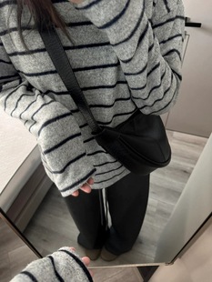 圆领上衣卫衣 条纹休闲宽松磨毛双面绒针织衫 egg家韩国东大门 经典