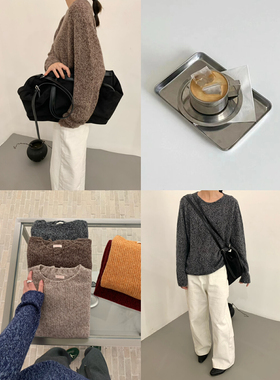 60绵羊毛)egg家韩国东大门 慵懒高级感圆领基础针织衫毛衣c16