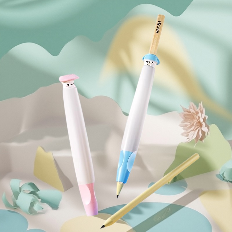 NBX胖胖小熊按动握笔器矫正器小学生幼儿园初学者铅笔控笔训练