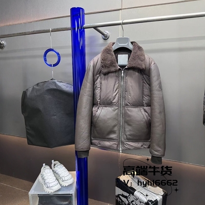 冬季皮毛一体拼羽绒厚实保暖时尚商务休闲男款真皮外套
