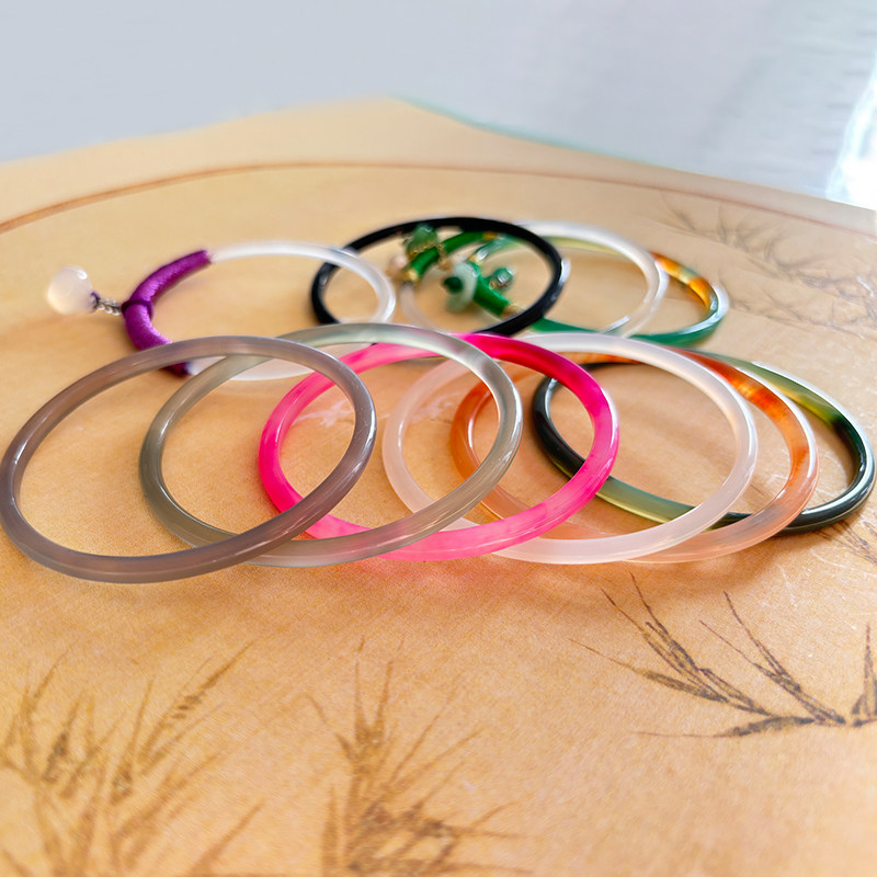 THIN STRIP GREEN WINDING AGATE JINGLE BRACELET NATURAL CHALCEDONY BRACELET TEMPERAMENT LIGHT LUXURY 2023 NATIONAL STYLE NEW STYLE