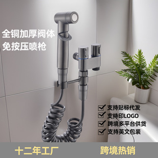 跨境马桶伴侣喷枪套装批发家用一进二出三出铜三角阀分水阀