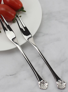 [出德轻奢樱花]水果叉 抗菌18/10不锈钢蛋糕月饼叉创意甜品叉可爱