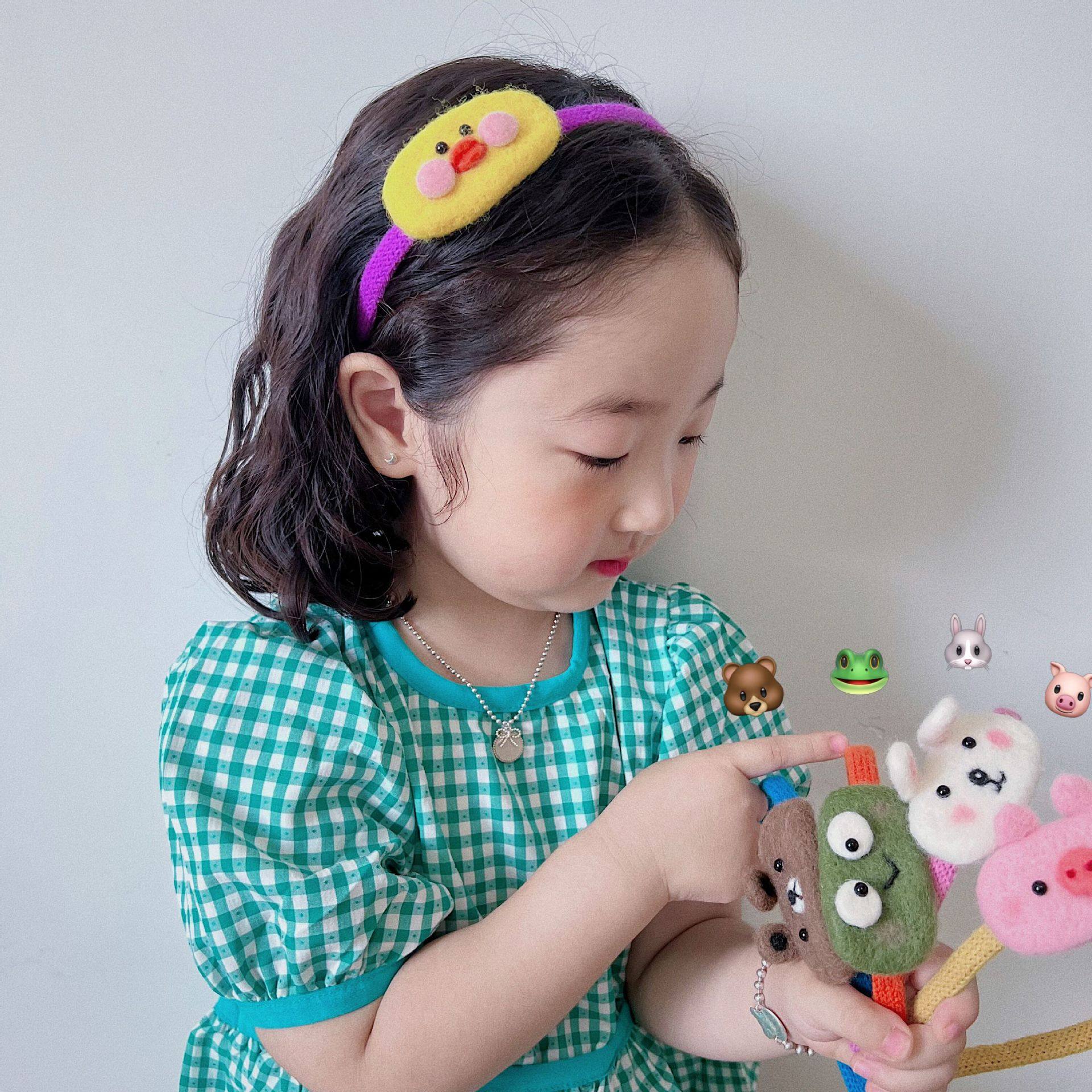 儿童发箍新款女宝宝可爱羊毛毡卡通动物发卡女童青蛙小兔子头箍