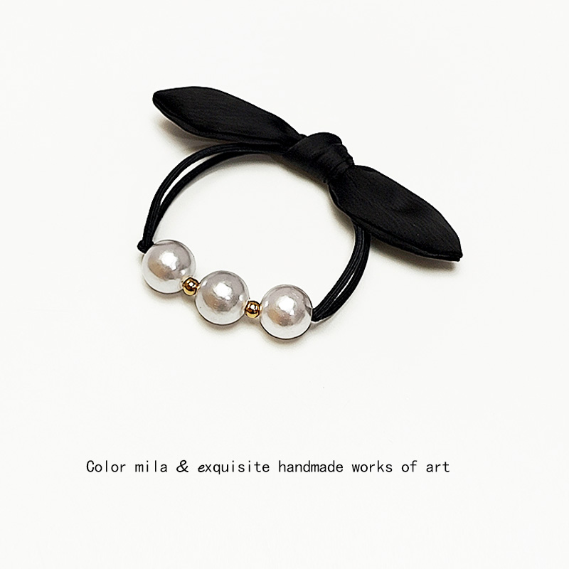 仿珍珠头绳韩式蝴蝶结发绳头饰