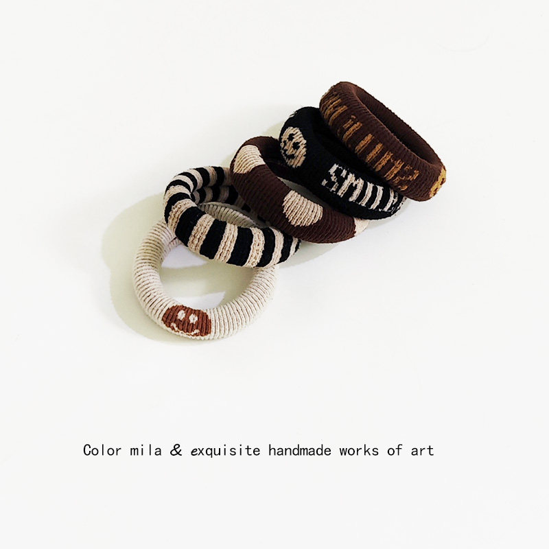5条装发绳毛巾圈复古文艺橡皮筋