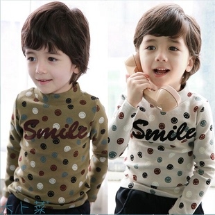 中领打底衫 弹力T恤保暖笑脸smile长袖 秋季 大卜菜韩国进口童装
