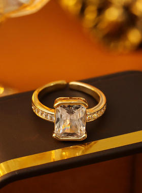 铜几何方糖超闪冰花切戒指/指环