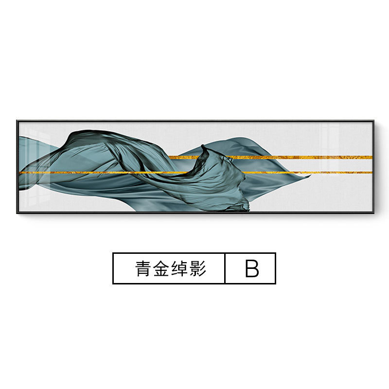 金箔抽象艺术轻奢装饰画现代简约长横幅酒店客厅挂画卧室床头壁画