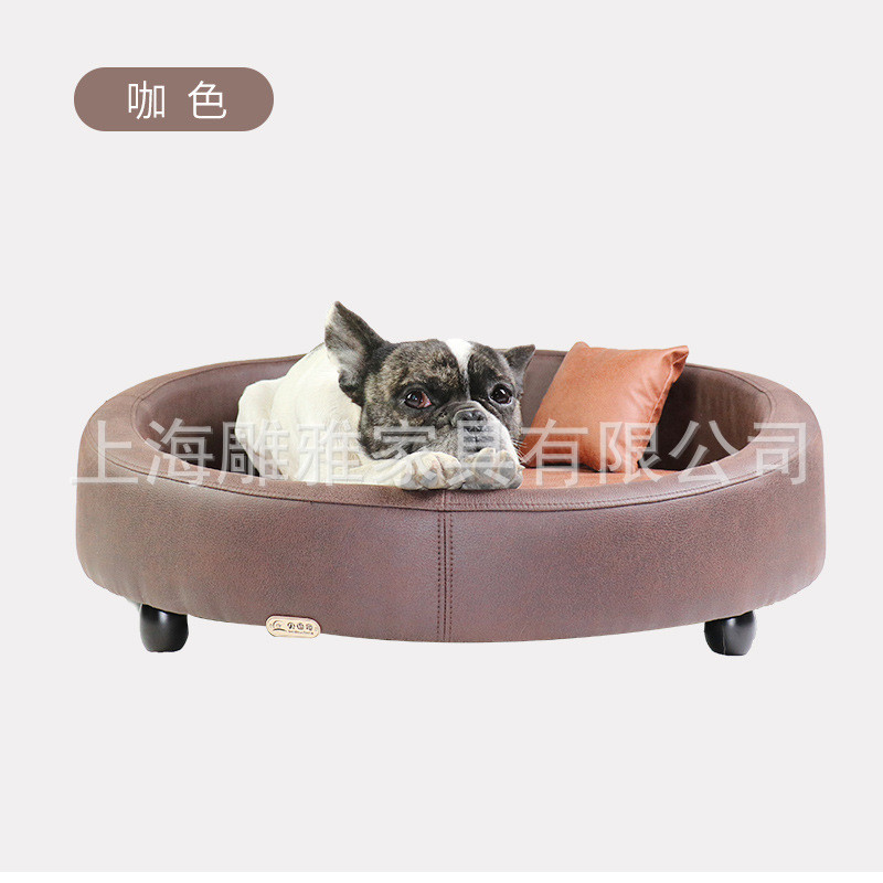中小型舒适狗床生产厂家比熊柯基圆形皮质窝沙发猫狗沙发宠物狗屋