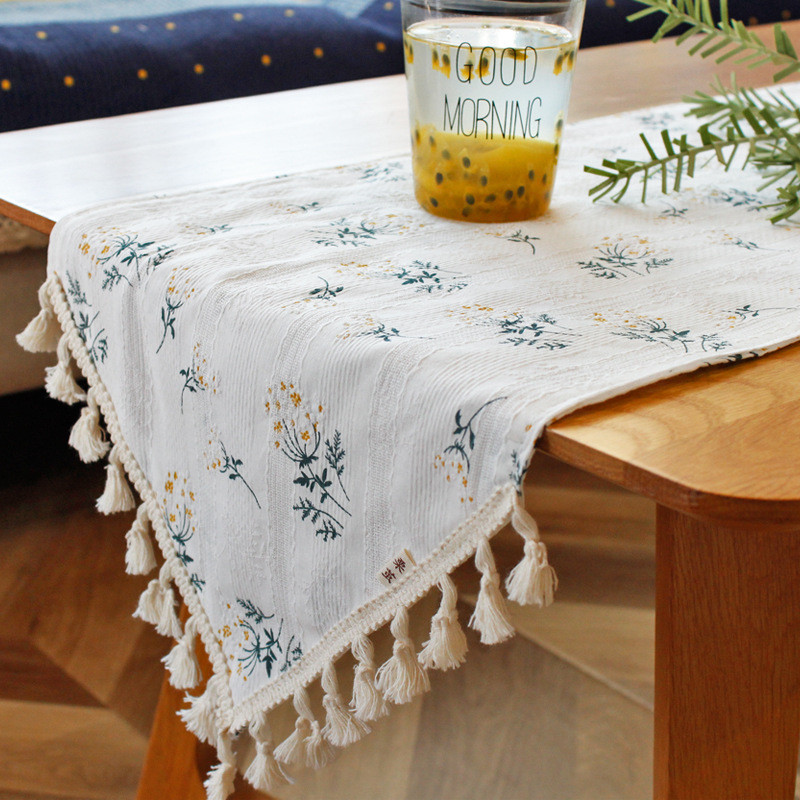 4txn批发棉麻小清新桌旗长方形茶几田园旗茶旗餐边柜盖巾电视柜盖