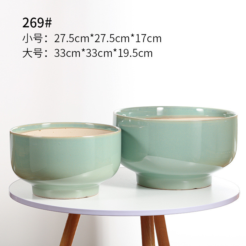 厂家直销特大号陶瓷花盆两件套大口径简约花盆创意蝴蝶兰绿植盆栽