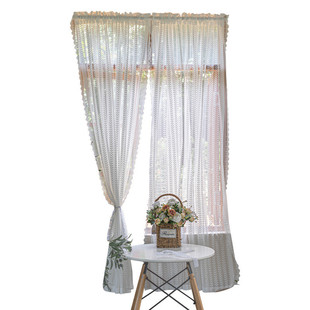 sw1c批发白色短款 田园飘窗 魔术贴纱帘小窗户半帘蕾丝自粘窗帘美式