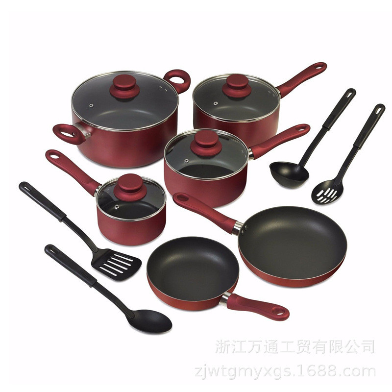 外贸电商出口不沾锅套装14件套Aluminiumcookware14pcssets