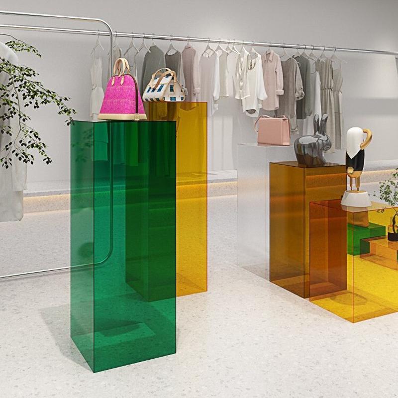 亚克力透明展示盒展示柜服装店落地橱窗陈列鞋包亚克力展示架