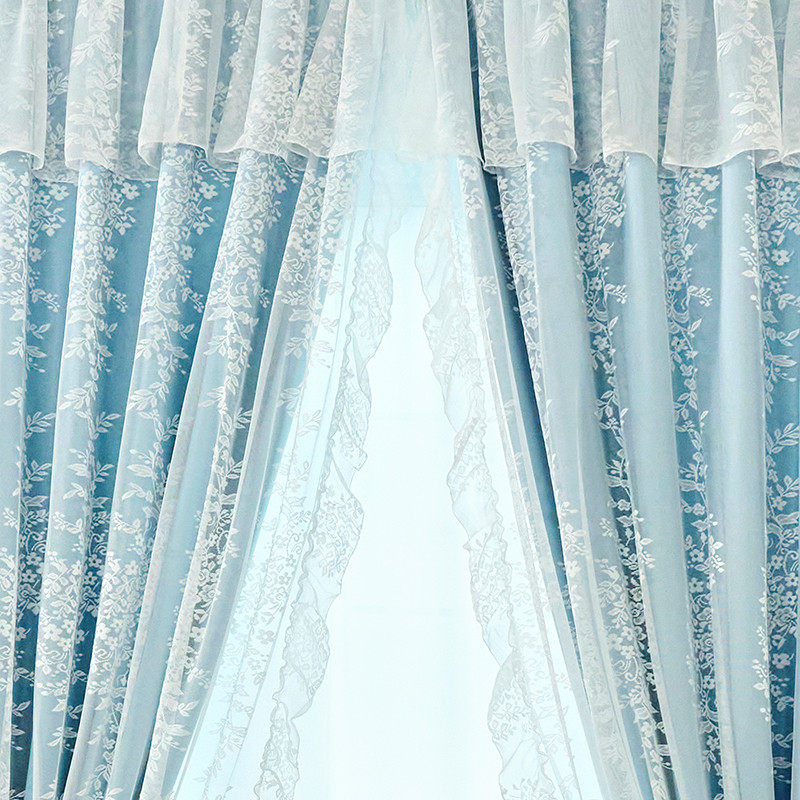 热销48n法式绍兴柯桥窗帘遮光2024新款卧室双层纱带女生卧室