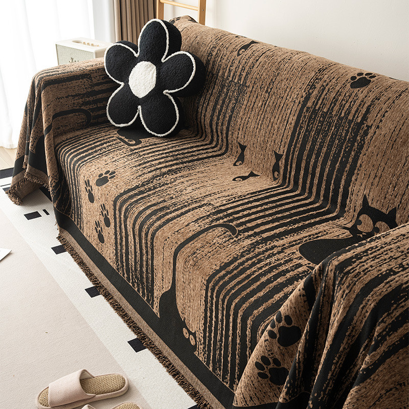 四季通用高级感沙发巾罩全包万能套一整张沙发垫毯雪尼尔沙发盖布