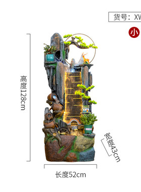 新中式落地水幕墙葫芦阳台造景流水鱼缸摆件客厅玄关假山创意装饰