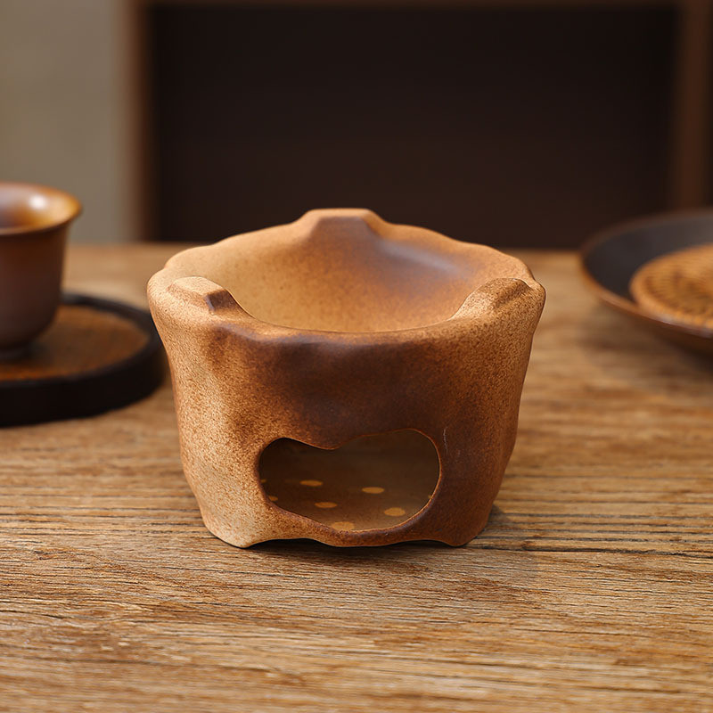 日式陶瓷烘茶器提香粗陶炒烤茶炉茶勺加热茶叶醒茶器蜡烛茶温茶炉