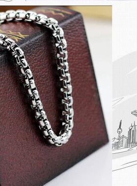 日韩潮个性钛钢男士项链粗韩版霸气复古钛金银色锁骨长链子不掉色