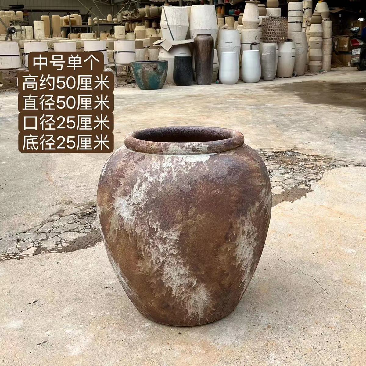 陶瓷大缸民宿庭院大口径花盆绿植种水培陶罐现代简约花瓶落地摆件