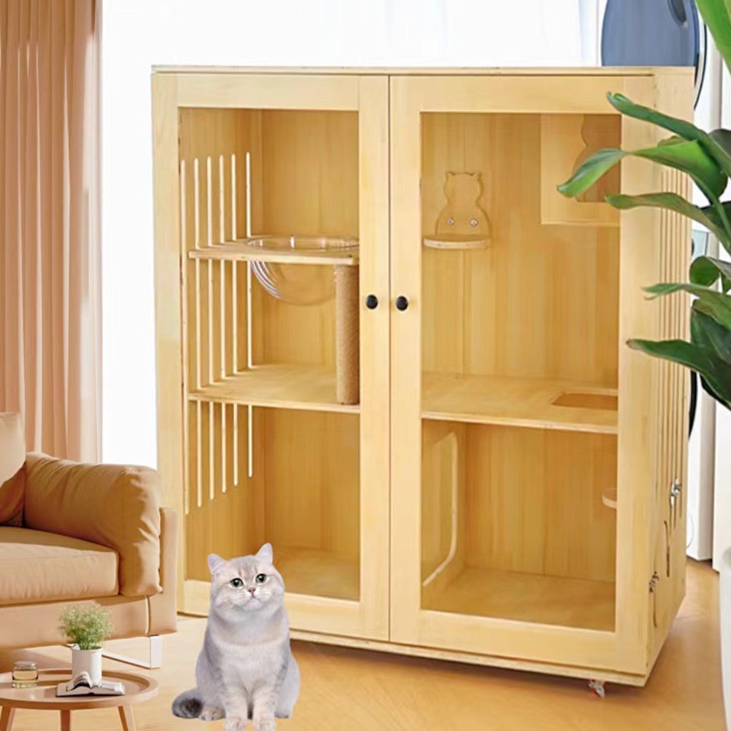 【纯实木】猫别墅猫柜家用室内自由空间猫窝养猫猫笼子