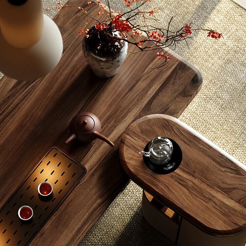 新中式黑胡桃木茶桌椅组合客厅庭院办公室泡茶功夫实木桌简约新款