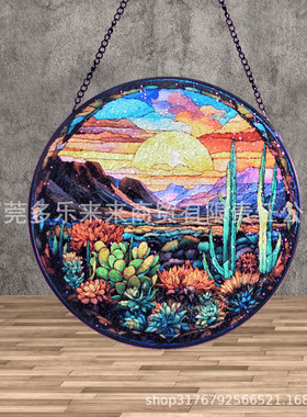 ，玻璃挂饰彩绘20cm新款复古热销玻璃挂件浮雕立线艺术装饰