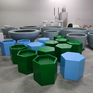 玻璃钢六边形坐椅创意设计师时尚家具组合幼儿园商场等候区休闲凳