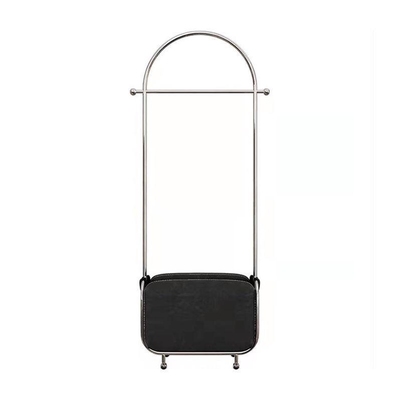 家用落地衣帽架卧室挂衣架不锈钢转角组装皮兜皮革金属移动批发