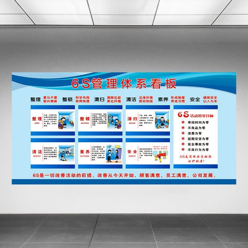 热销6s管理文化墙标识牌公司企业车间看板生产质量品质贴纸仓库展