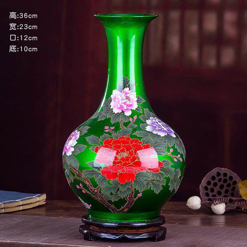 金沙中国红花开富贵赏牡丹瓶景德镇水晶釉新中式轻奢落地大花瓶
