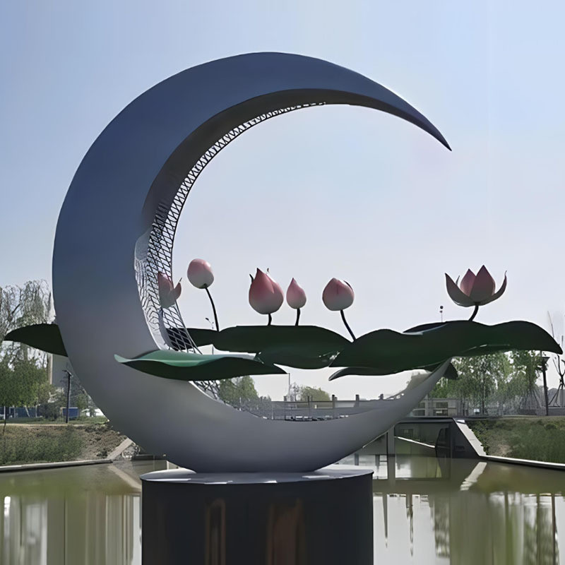 不锈钢太湖石雕塑定制镜面大型抽象浪花异形酒店园林金属水景摆件图片