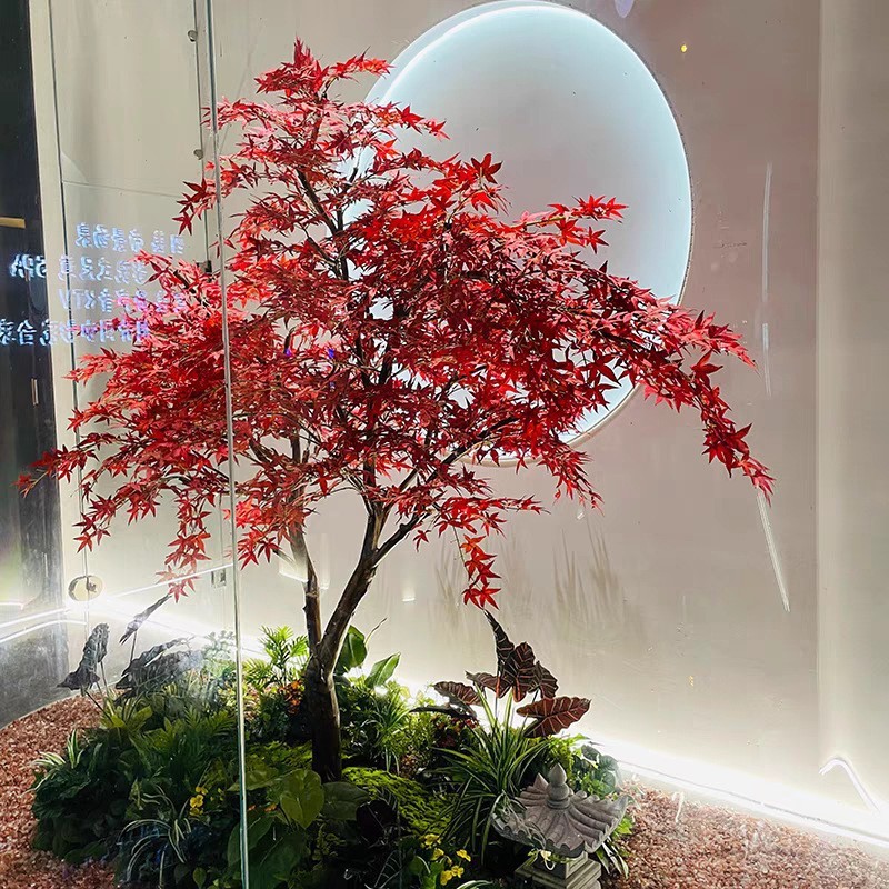 仿真红枫树假树造型树假红枫酒店商场假绿植景观装饰盆栽造景枫树