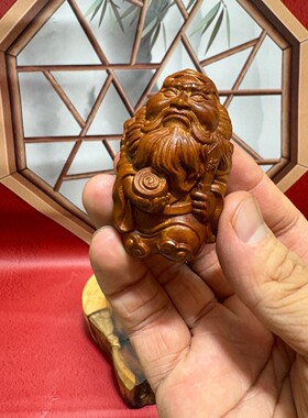 雷枣木钟馗手把件把玩桌面小摆件天师钟馗把玩件枣木精雕