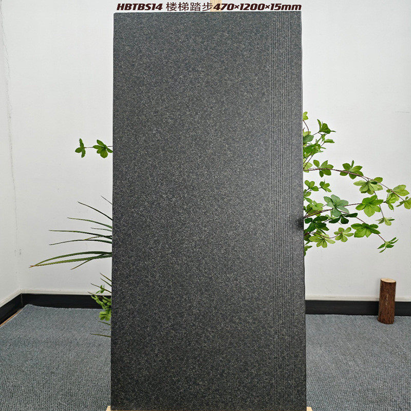 圆弧一体烧成厚15mm公寓楼梯踏步瓷砖木纹台阶防滑哑光梯级地板砖