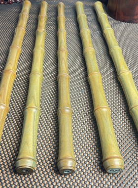绿檀木竹节棍一体雕刻棍太极棍武术棍盘玩解压健身竹子木棒圆棍手