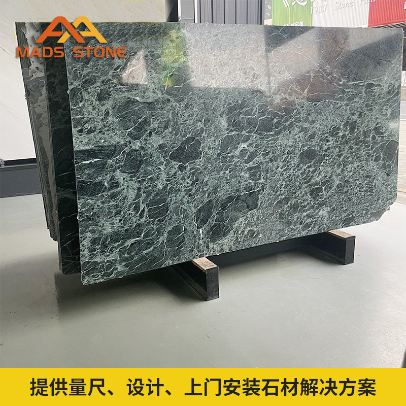 云浮大理石斯天然奢石麦绿色石材餐桌台面岛台背景墙面板石材加工