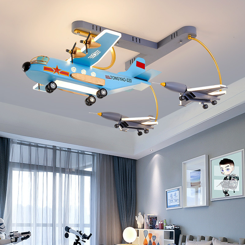卧室灯飞机吸顶灯护眼儿童房装饰吊灯男孩led铁艺幼儿园灯