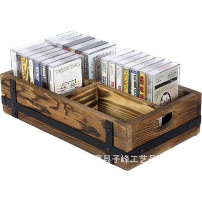 木质收纳盒家用音频盒式磁带收藏盒杂物盒实木多格cd专辑陈列盒
