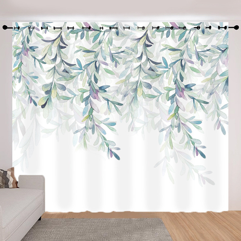 厂家直销藤蔓叶子隔热窗帘卧室客厅阳台遮光防晒数码印花飘窗窗帘