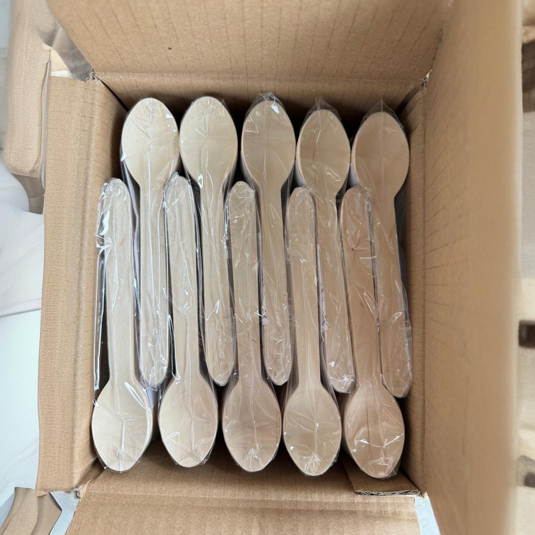 现货直发160mm木勺餐具桦木木制品一次性外卖叉子果叉现货