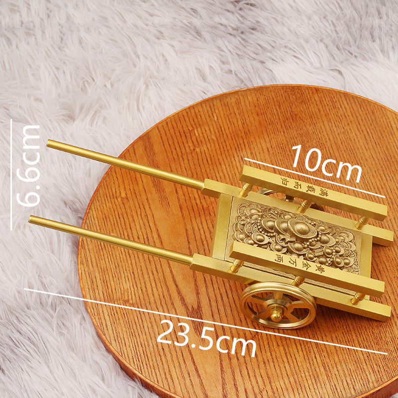 黄铜推车拉货满载而归模型手推车桌面置物架装饰品金属工艺品摆件