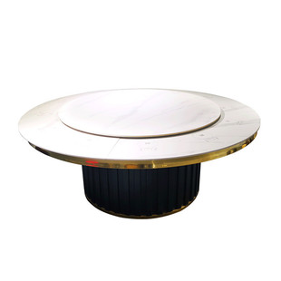 岩板餐桌酒店大圆桌新中式15人20人会所饭店电动大圆桌转盘带批发