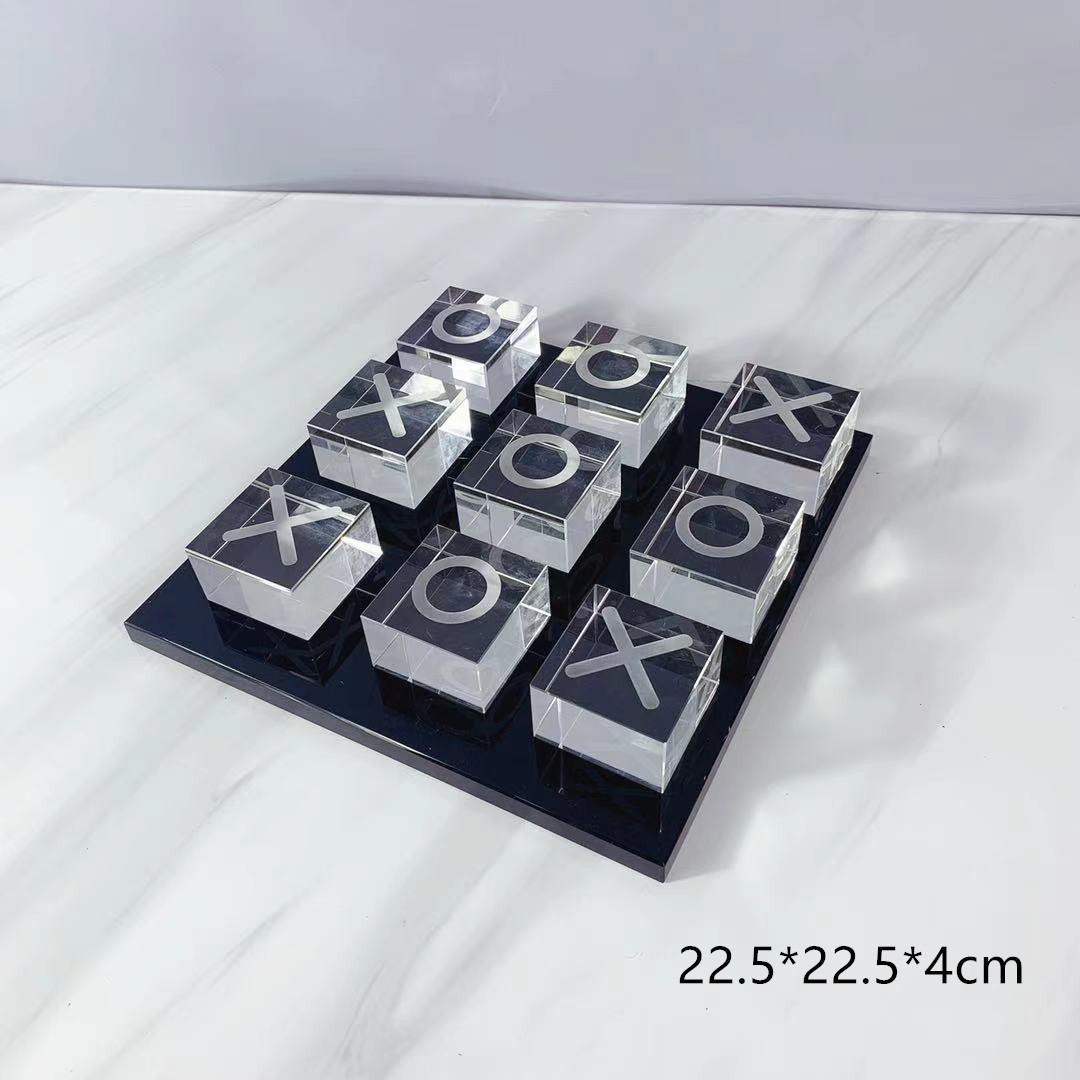 欧式水晶玻璃xo象棋棋盘客厅软装饰品摆件样板间配饰创意家居书房
