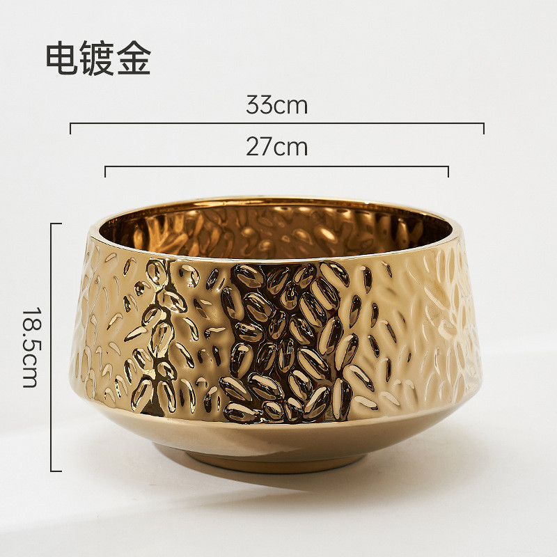 大口径33cm盆宽陶瓷花盆现代台面简约风蝴蝶兰造景仿真花适用