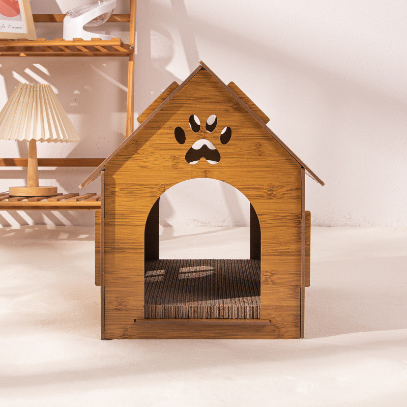 房子猫抓板一体超大窗户可拆卸木质猫别墅四季通用加厚猫咪猫窝