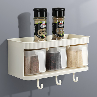 厨房置物架壁挂抽屉式免打孔收纳盐味精调味罐盒调料组合套装一体
