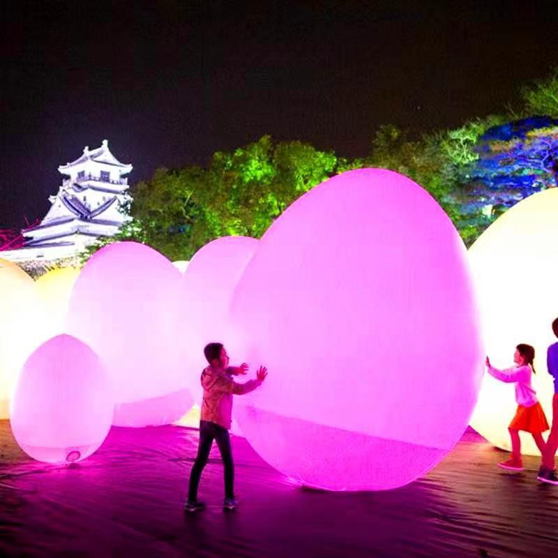 充气模型pvc定 制led发美陈不倒翁蛋形灯节日场景草坪光蛋道具